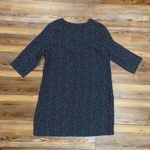 NEW Banana Republic Shift Dress 3/4 Sleeve Blue Navy & White Print Size 10